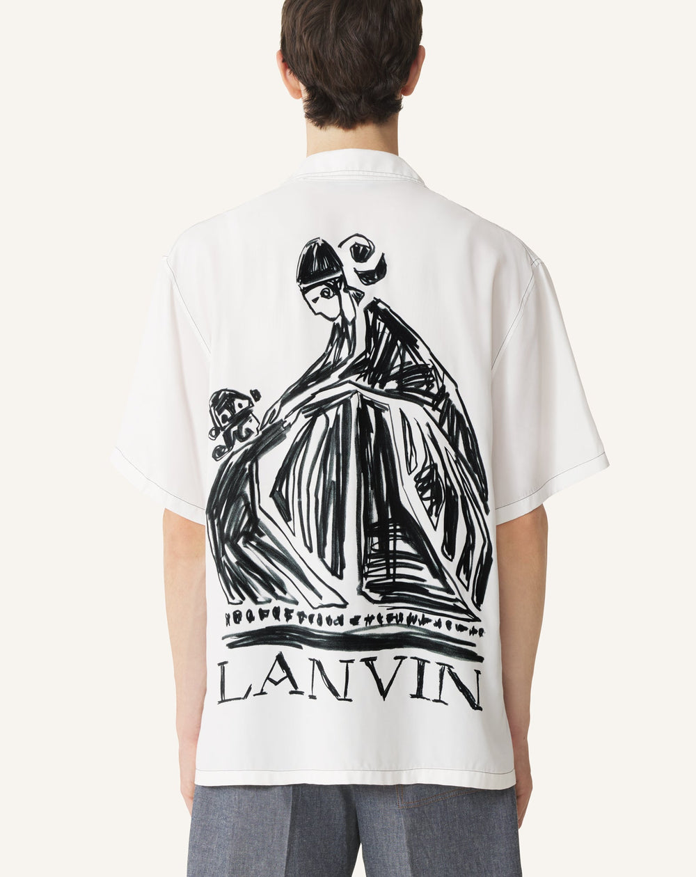 Chemise Dos Imprimé La Mère Et L'enfant White | Lanvin Men