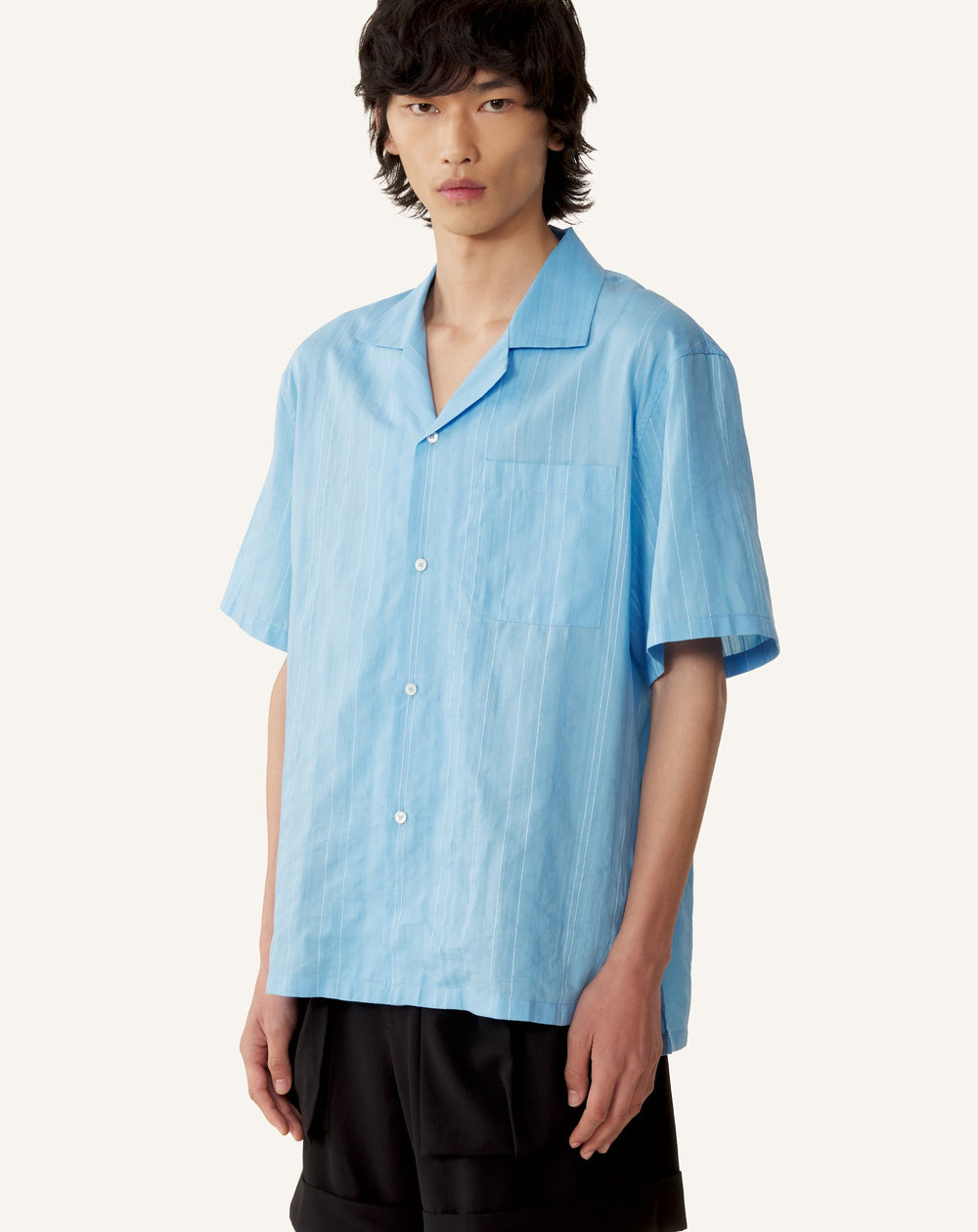 Chemise Texturée En Coton Et Soie Blue | Lanvin Men