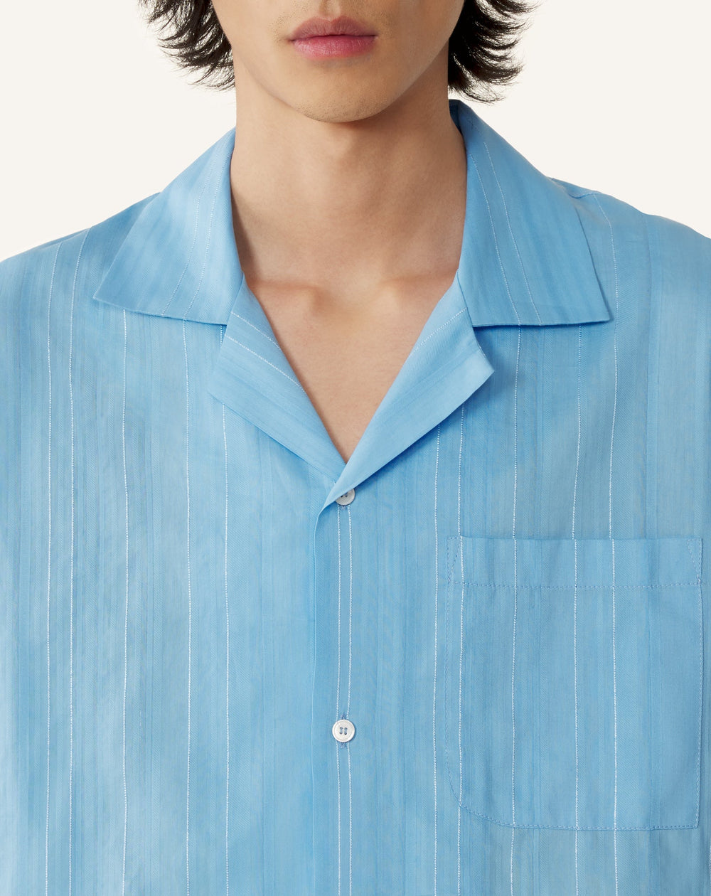 Chemise Texturée En Coton Et Soie Blue | Lanvin Men