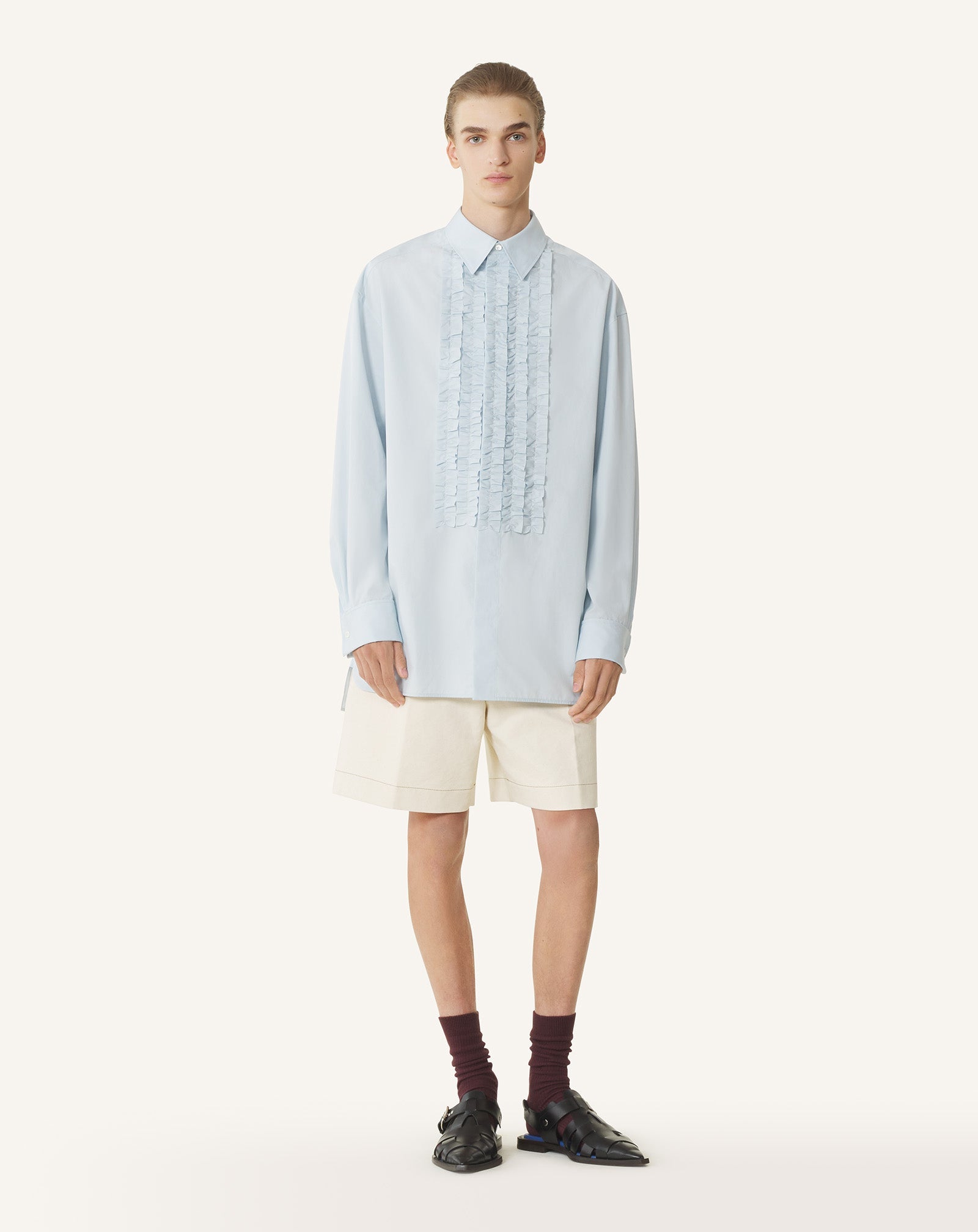 Chemise À Plastron En Popeline De Coton Blue | Lanvin Men