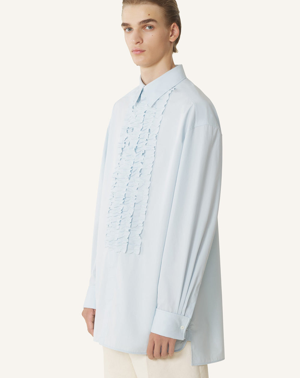 Chemise À Plastron En Popeline De Coton Blue | Lanvin Men