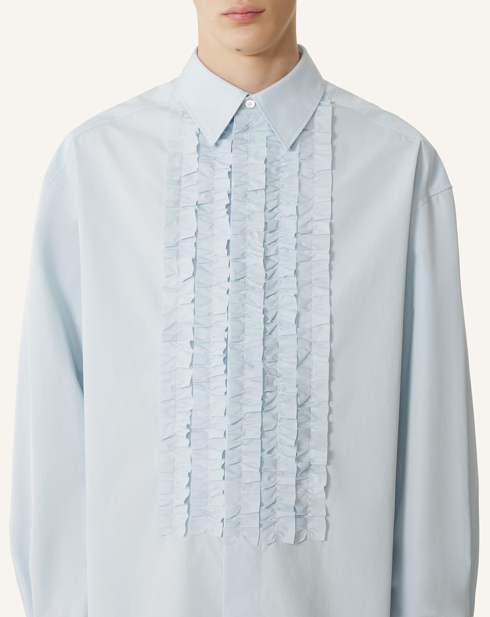 Chemise À Plastron En Popeline De Coton Blue | Lanvin Men