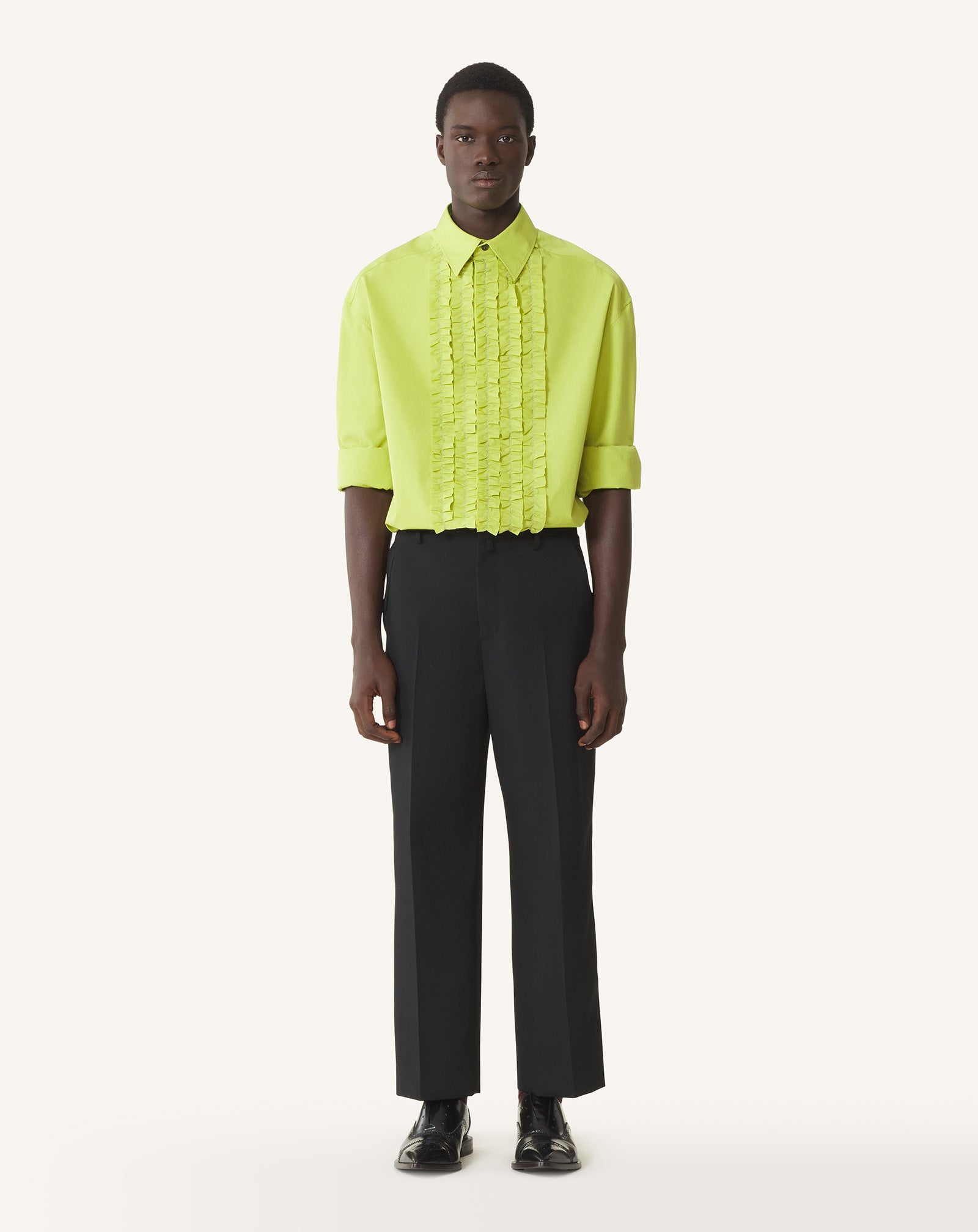Chemise À Plastron En Popeline De Coton Green | Lanvin Men