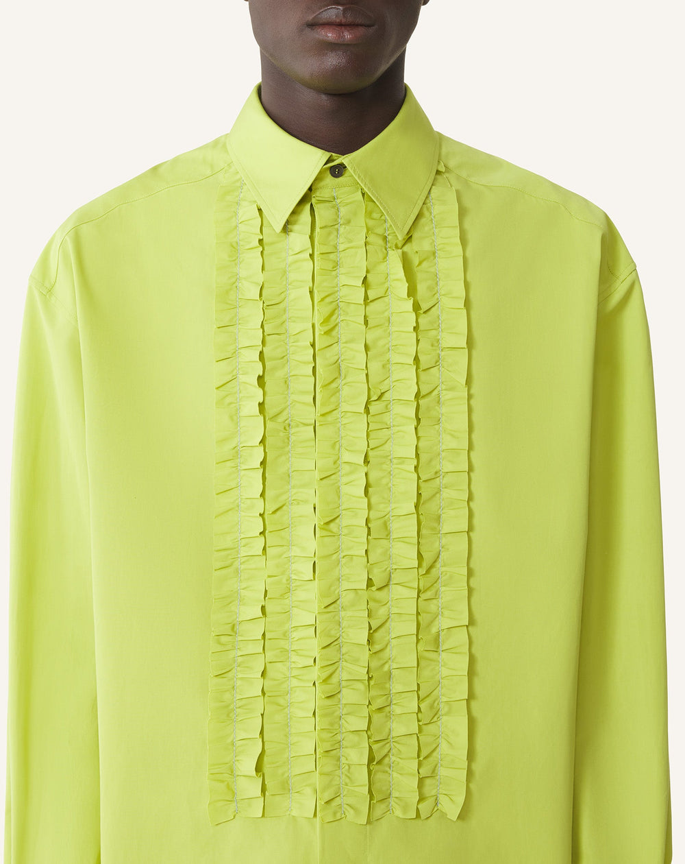 Chemise À Plastron En Popeline De Coton Green | Lanvin Men