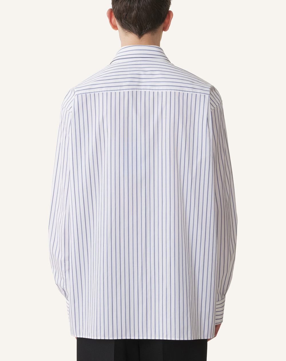 White Oversized Striped Cotton Poplin Shirt | Lanvin Men