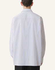 White Oversized Striped Cotton Poplin Shirt | Lanvin Men