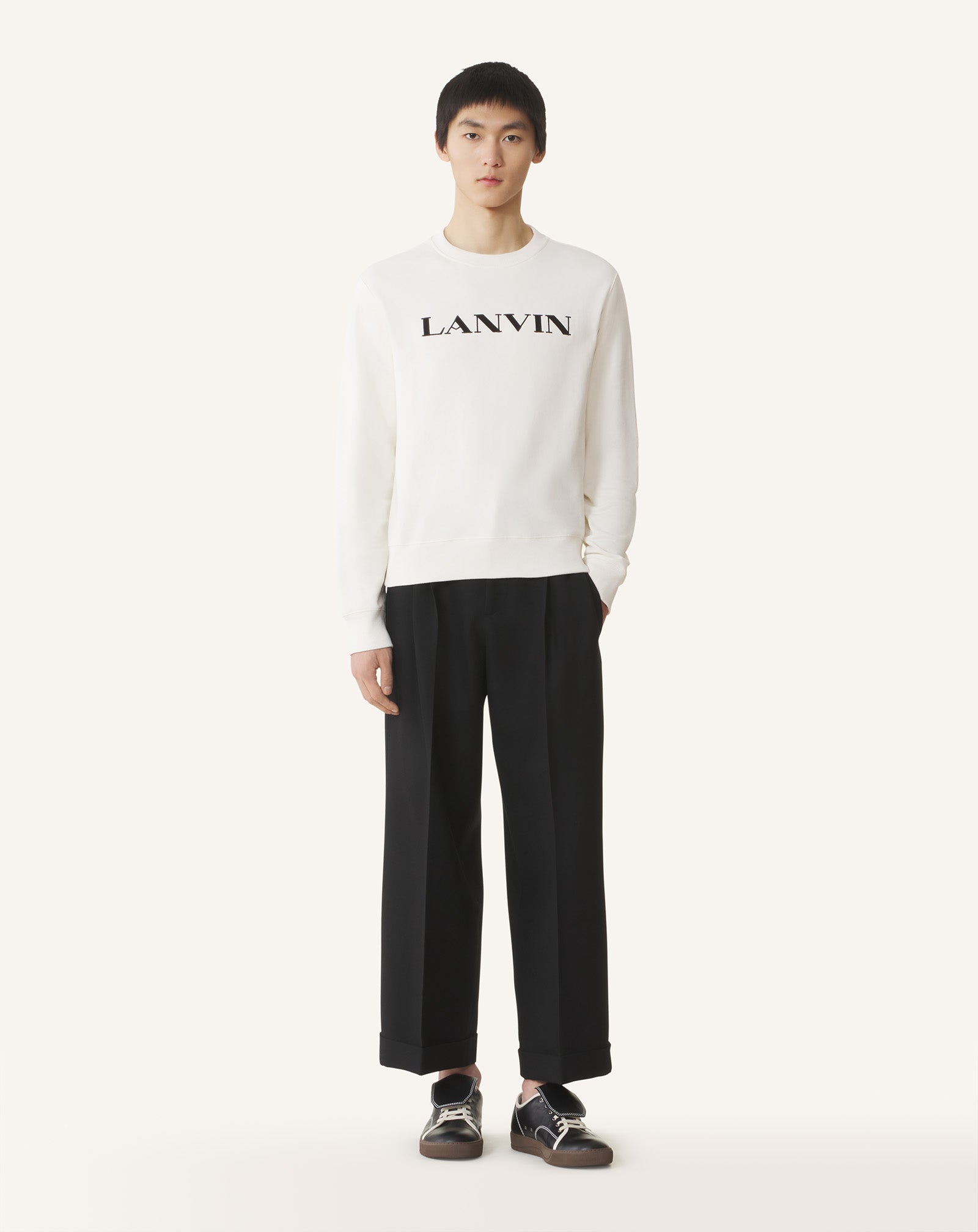 White Lanvin Embroidered Cotton Sweatshirt | Lanvin Men