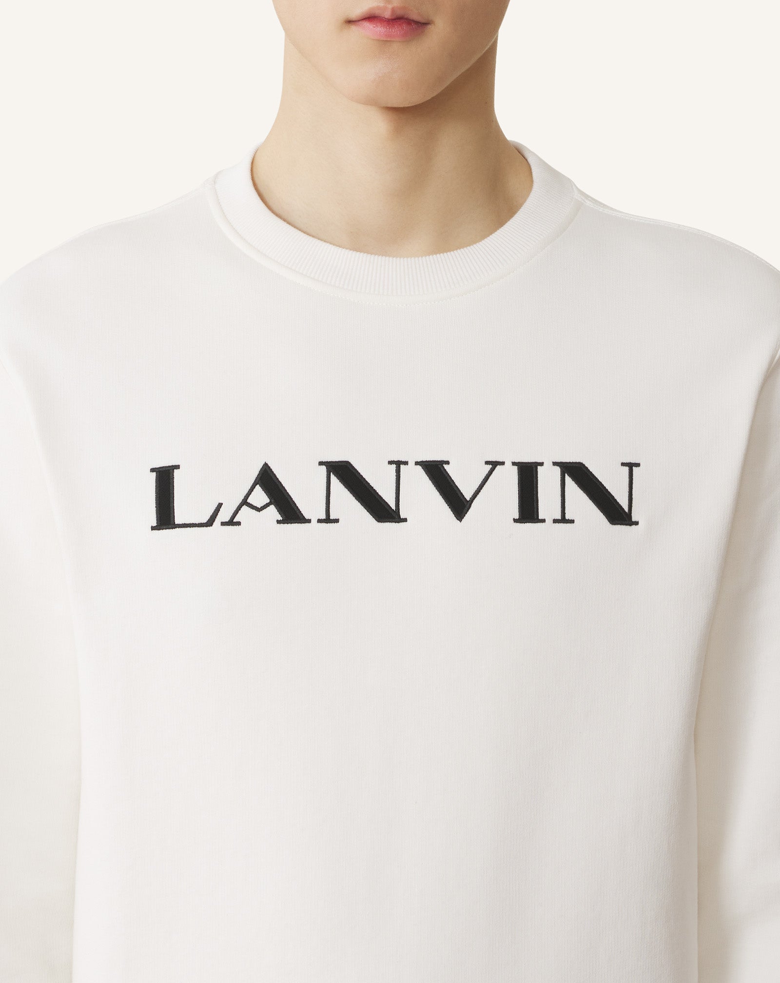 White Lanvin Embroidered Cotton Sweatshirt | Lanvin Men