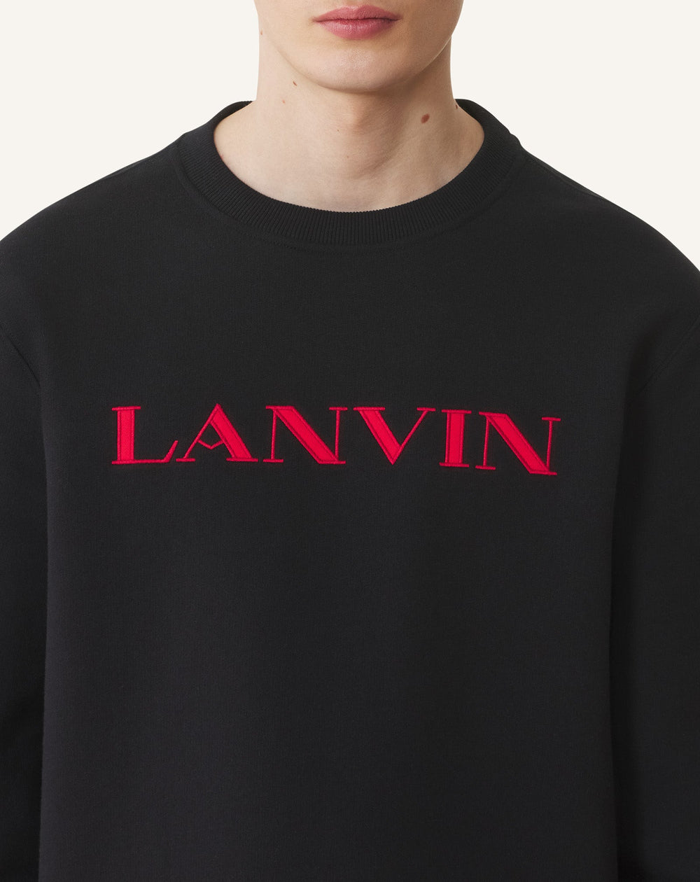 Black Lanvin Embroidered Cotton Sweatshirt | Lanvin Men