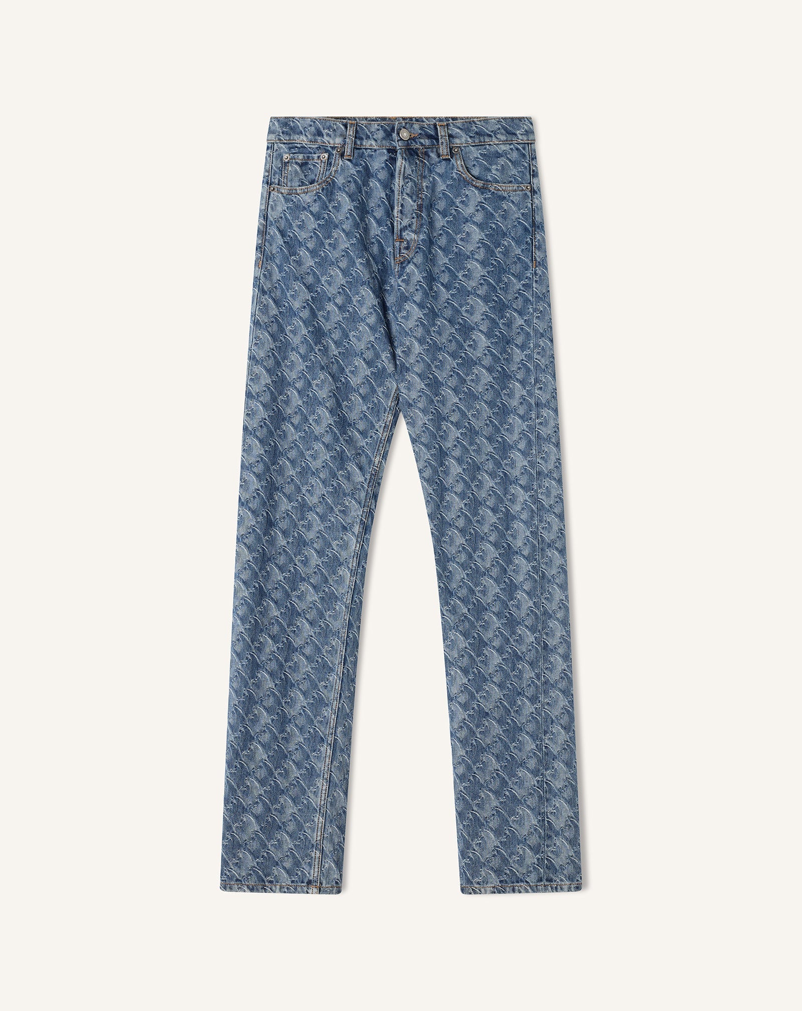 Pantlon En Denim Jacquard Lunar Year Blue | Lanvin Men