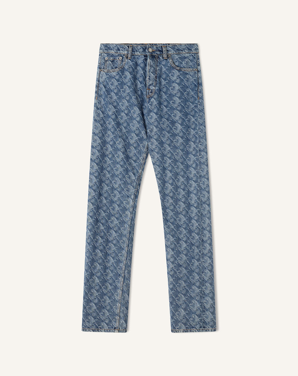 Pantlon En Denim Jacquard Lunar Year Blue | Lanvin Men
