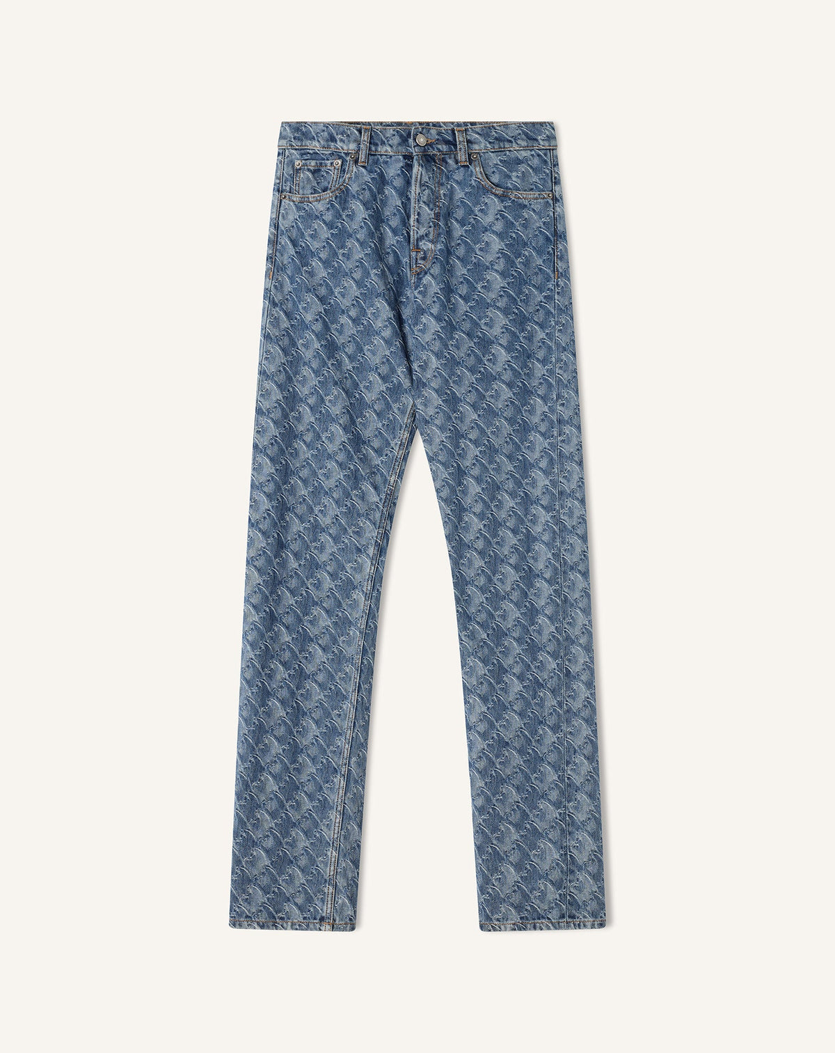 Pantlon En Denim Jacquard Lunar Year Blue | Lanvin Men