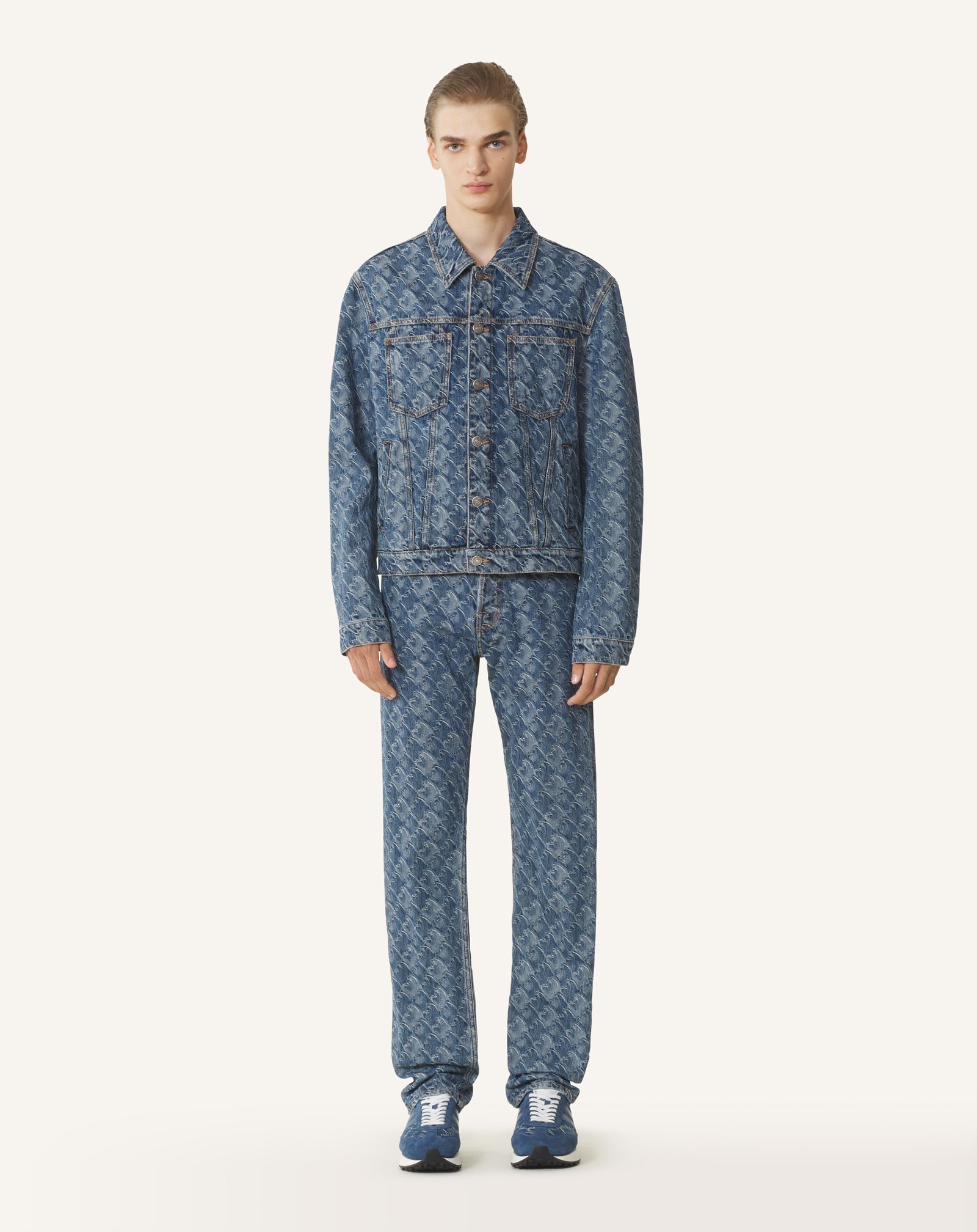 Pantlon En Denim Jacquard Lunar Year Blue | Lanvin Men