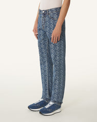 Pantlon En Denim Jacquard Lunar Year Blue | Lanvin Men