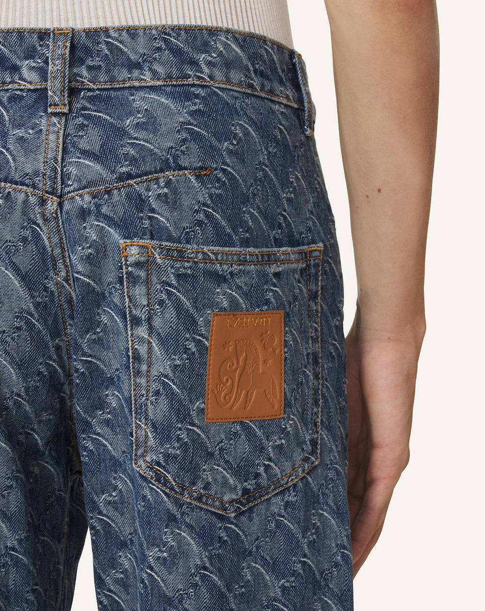 Pantlon En Denim Jacquard Lunar Year Blue | Lanvin Men