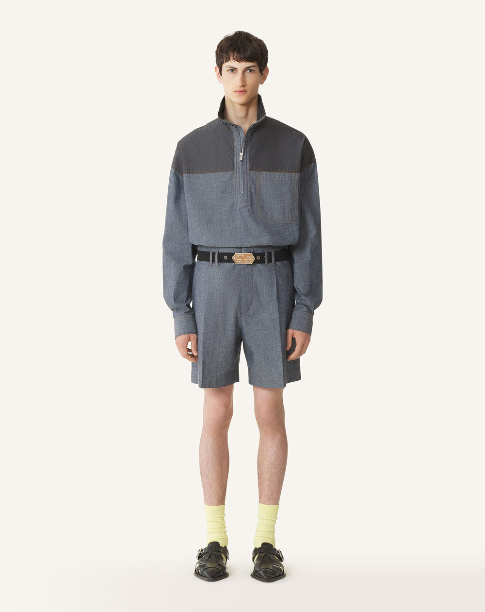 Haut Col Zippé En Chambray Blue | Lanvin Men