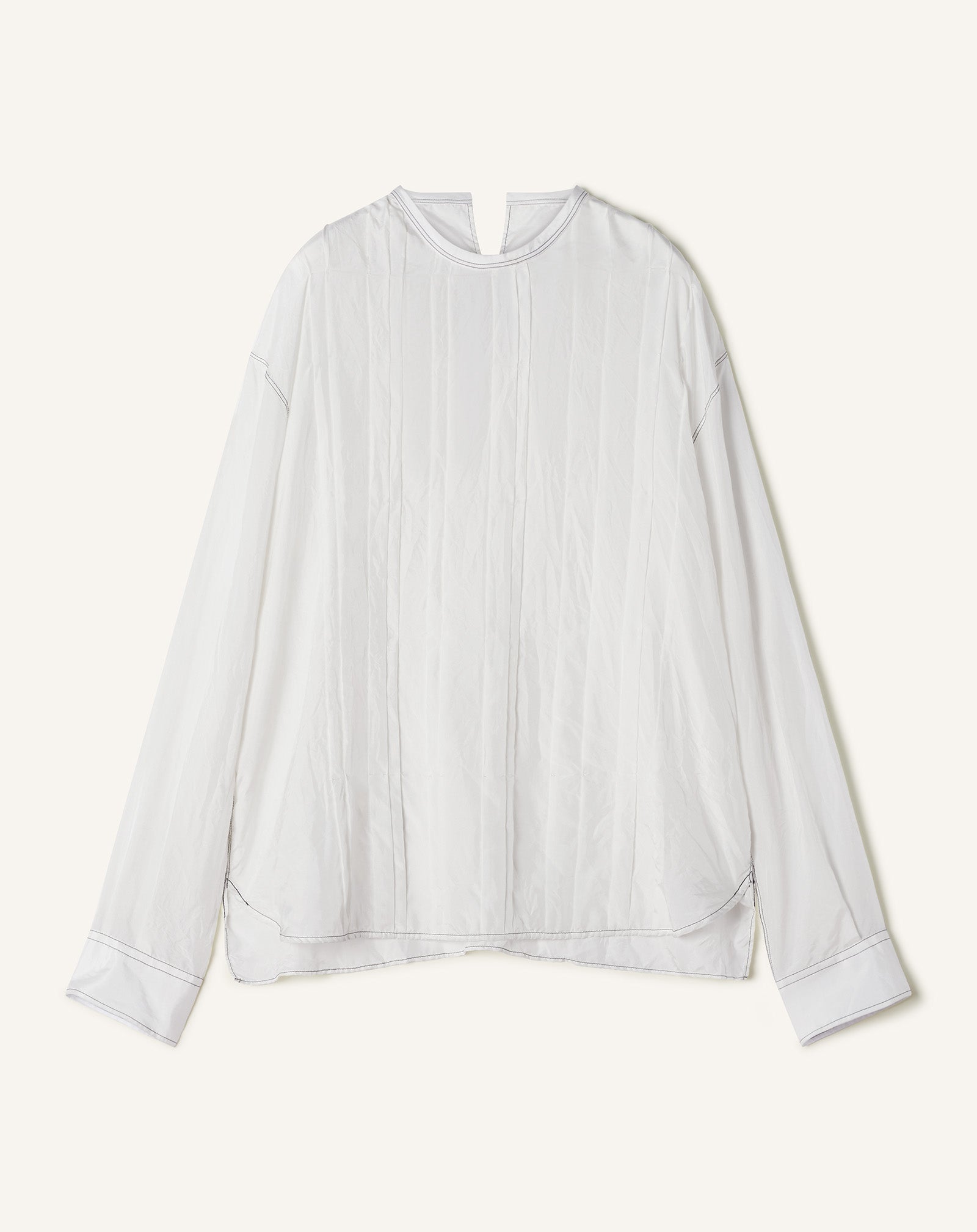 White Pleated Silk Top | Lanvin Men