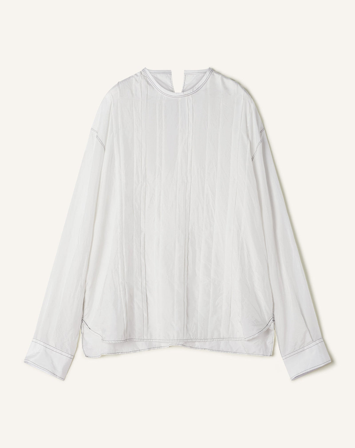 White Pleated Silk Top | Lanvin Men