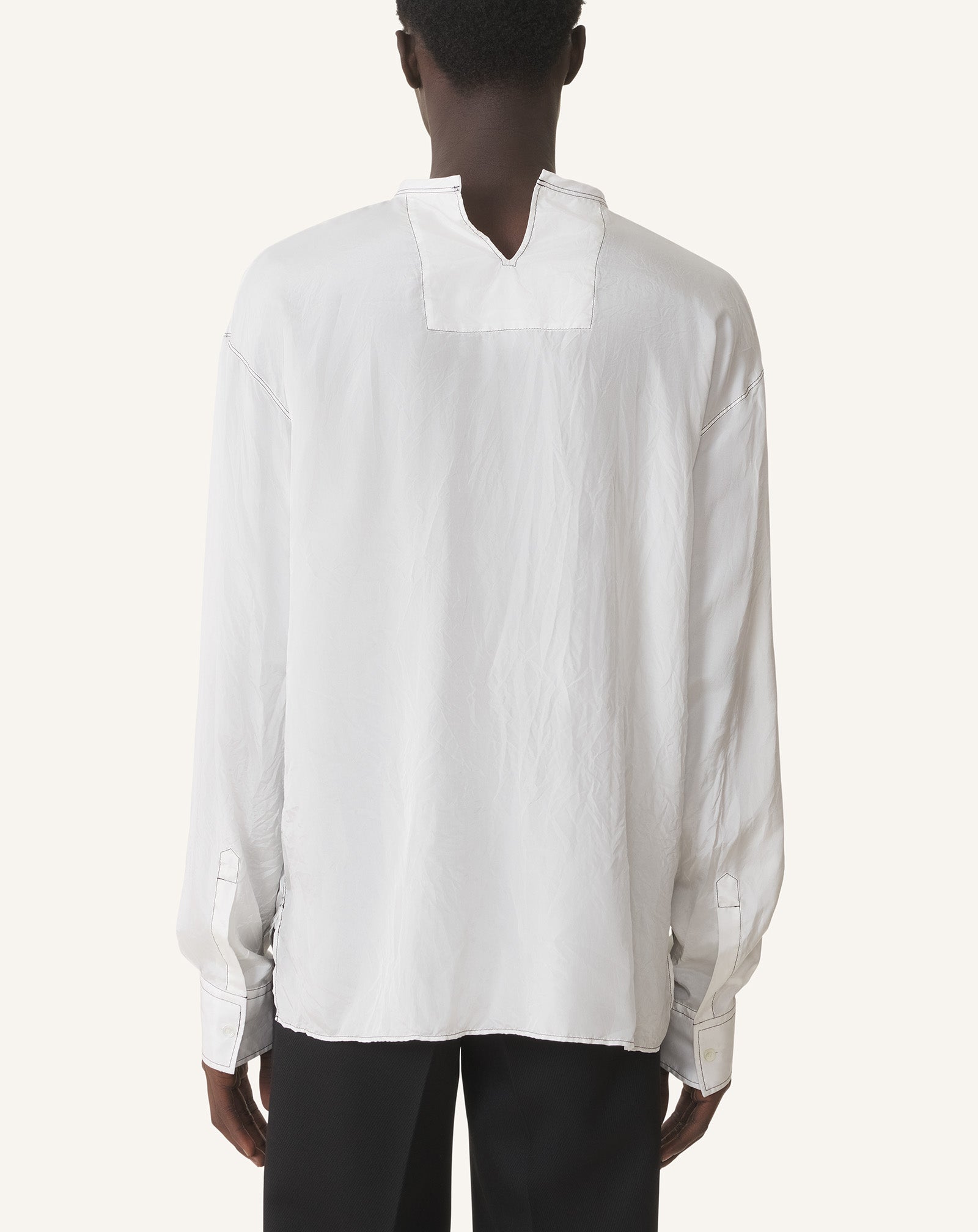 White Pleated Silk Top | Lanvin Men