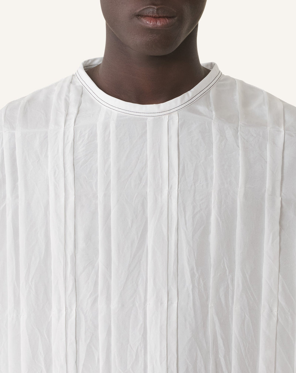 White Pleated Silk Top | Lanvin Men