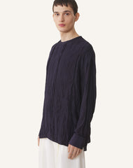 Blue Pleated Silk Top | Lanvin Men