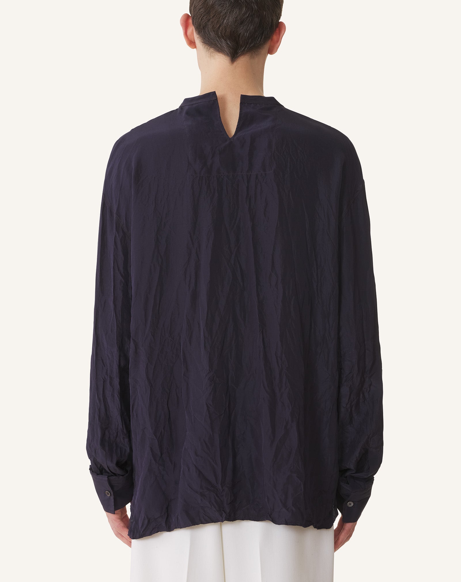 Blue Pleated Silk Top | Lanvin Men
