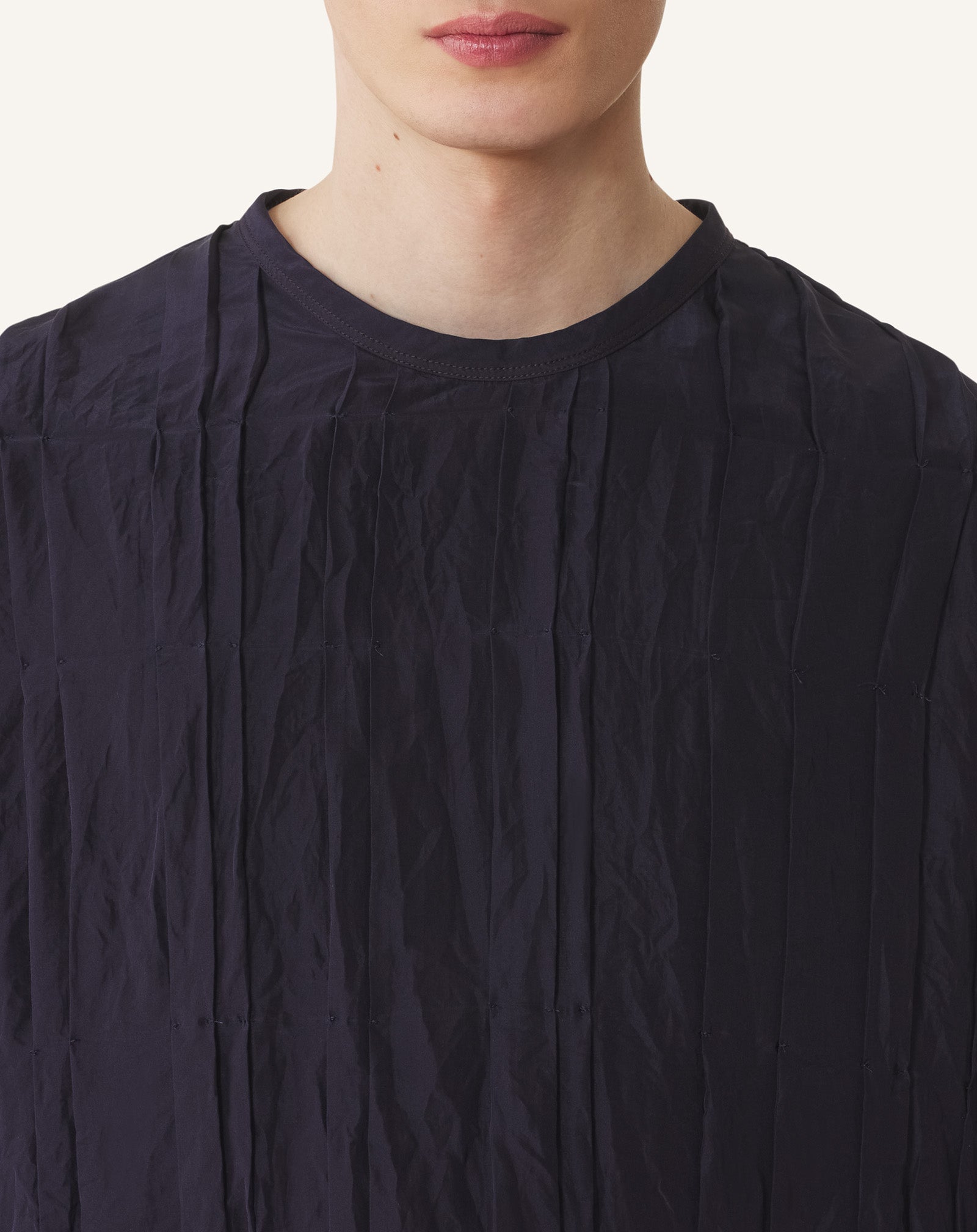 Blue Pleated Silk Top | Lanvin Men
