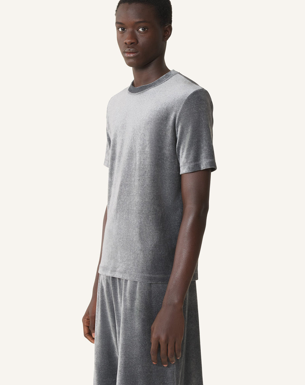 T-shirt En Velours Grey | Lanvin Men