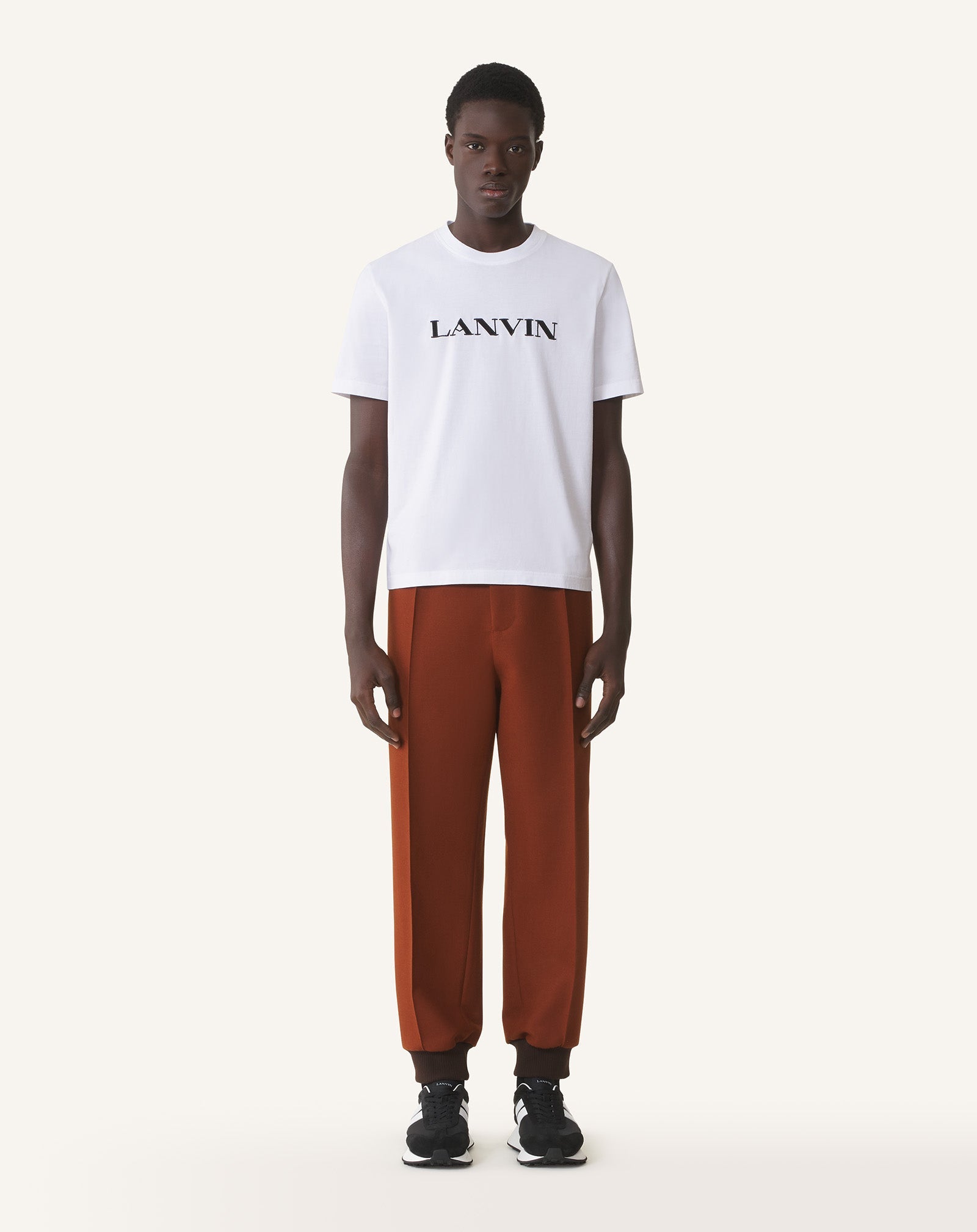 White Lanvin Embroidered Cotton T-shirt | Lanvin Men