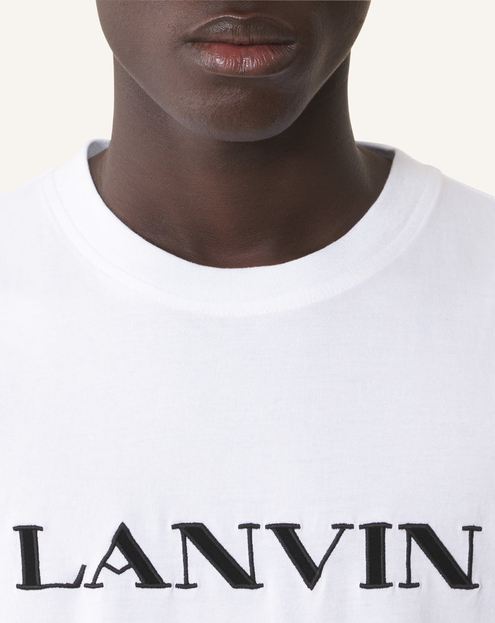 White Lanvin Embroidered Cotton T-shirt | Lanvin Men