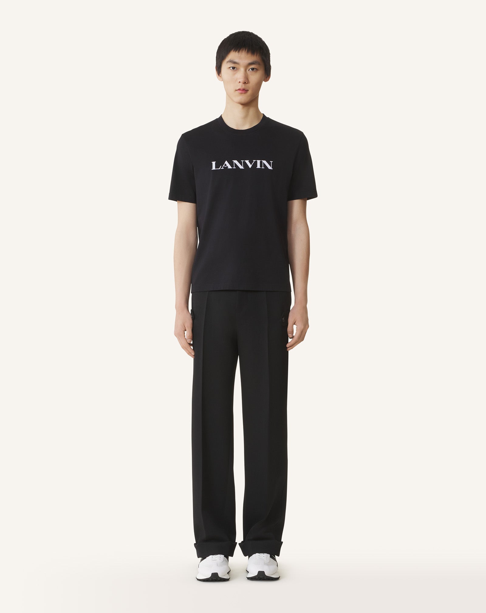 Black Lanvin Embroidered Cotton T-shirt | Lanvin Men