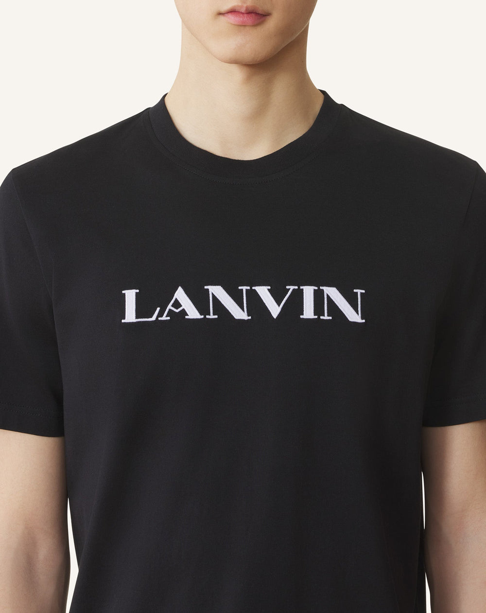 Black Lanvin Embroidered Cotton T-shirt | Lanvin Men