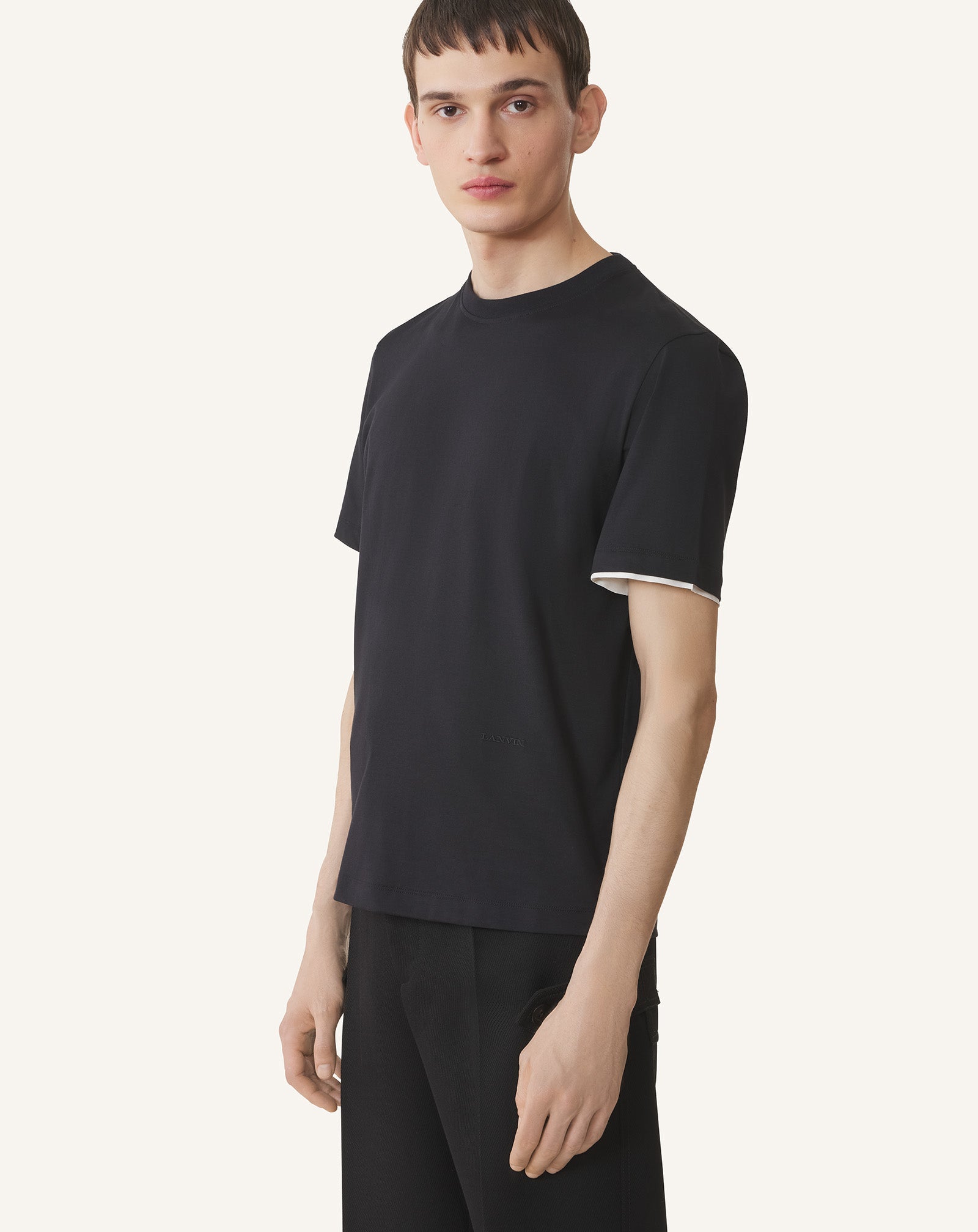 Black Cotton T-shirt With Silk Detail | Lanvin Men