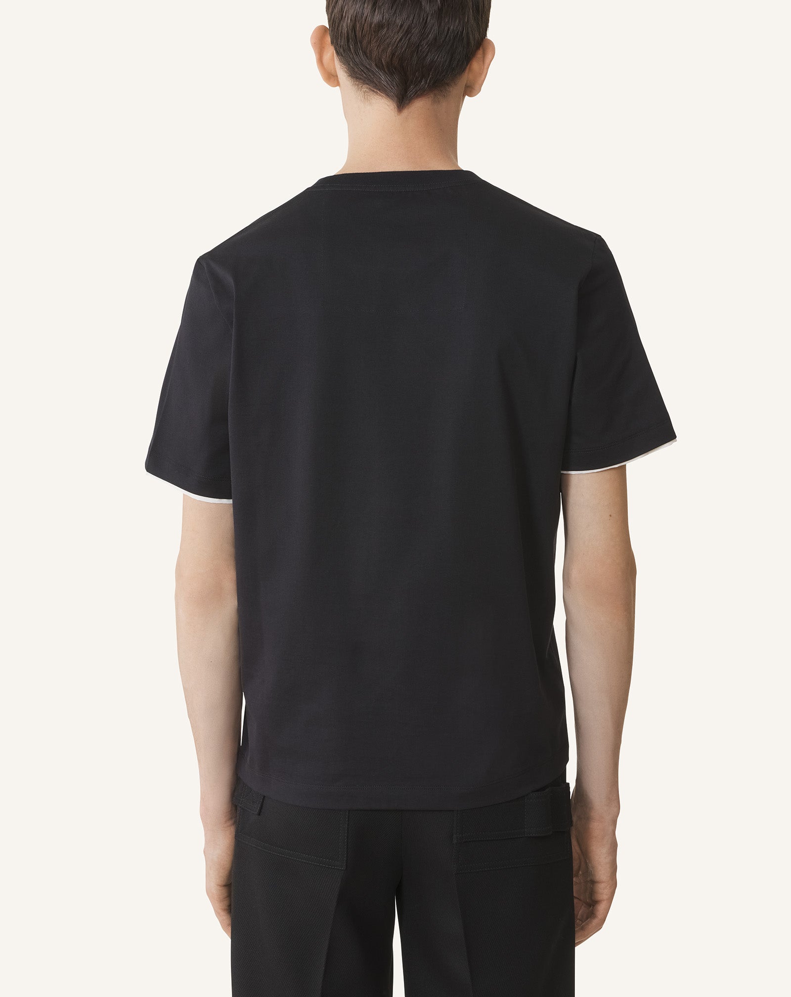 Black Cotton T-shirt With Silk Detail | Lanvin Men