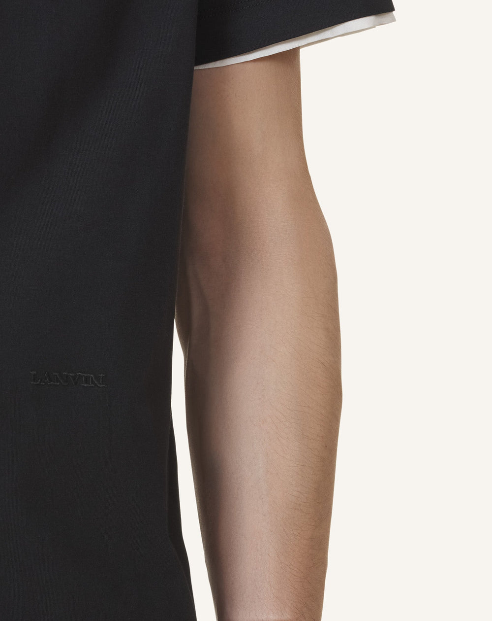 Black Cotton T-shirt With Silk Detail | Lanvin Men