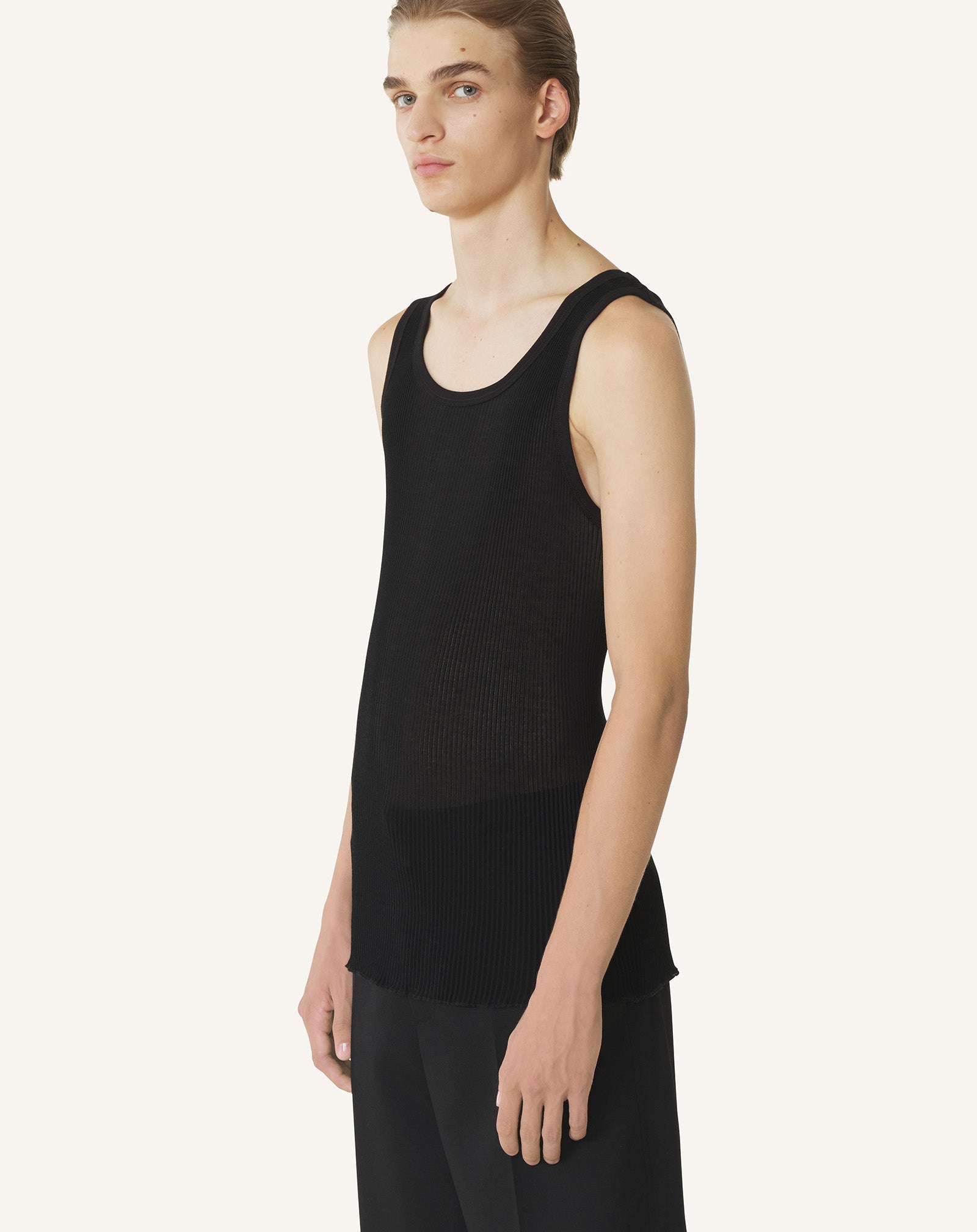 Débardeur En Jersey Plissé Black | Lanvin Men