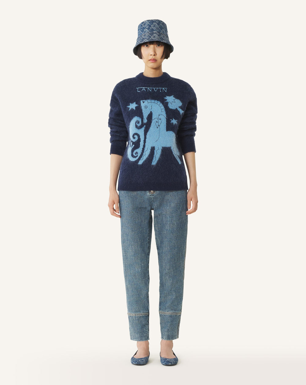 Pull En Mohair Jacquard Lunar Year Blue | Lanvin Women
