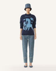 Pull En Mohair Jacquard Lunar Year Blue | Lanvin Women