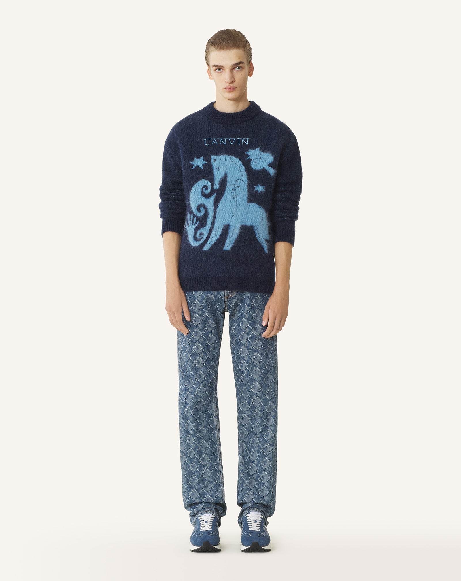 Pull En Mohair Jacquard Lunar Year Blue | Lanvin Women