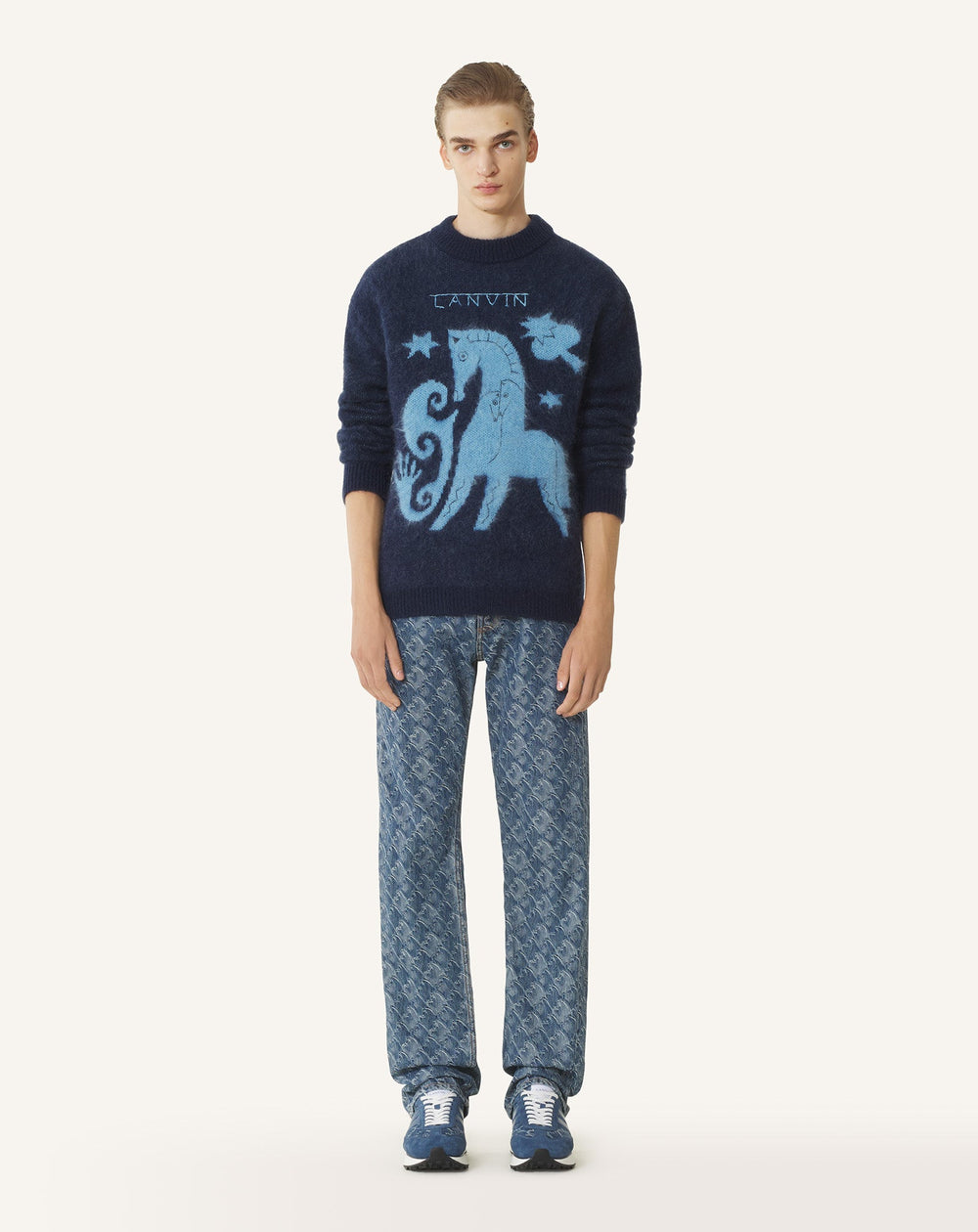 Pull En Mohair Jacquard Lunar Year Blue | Lanvin Women