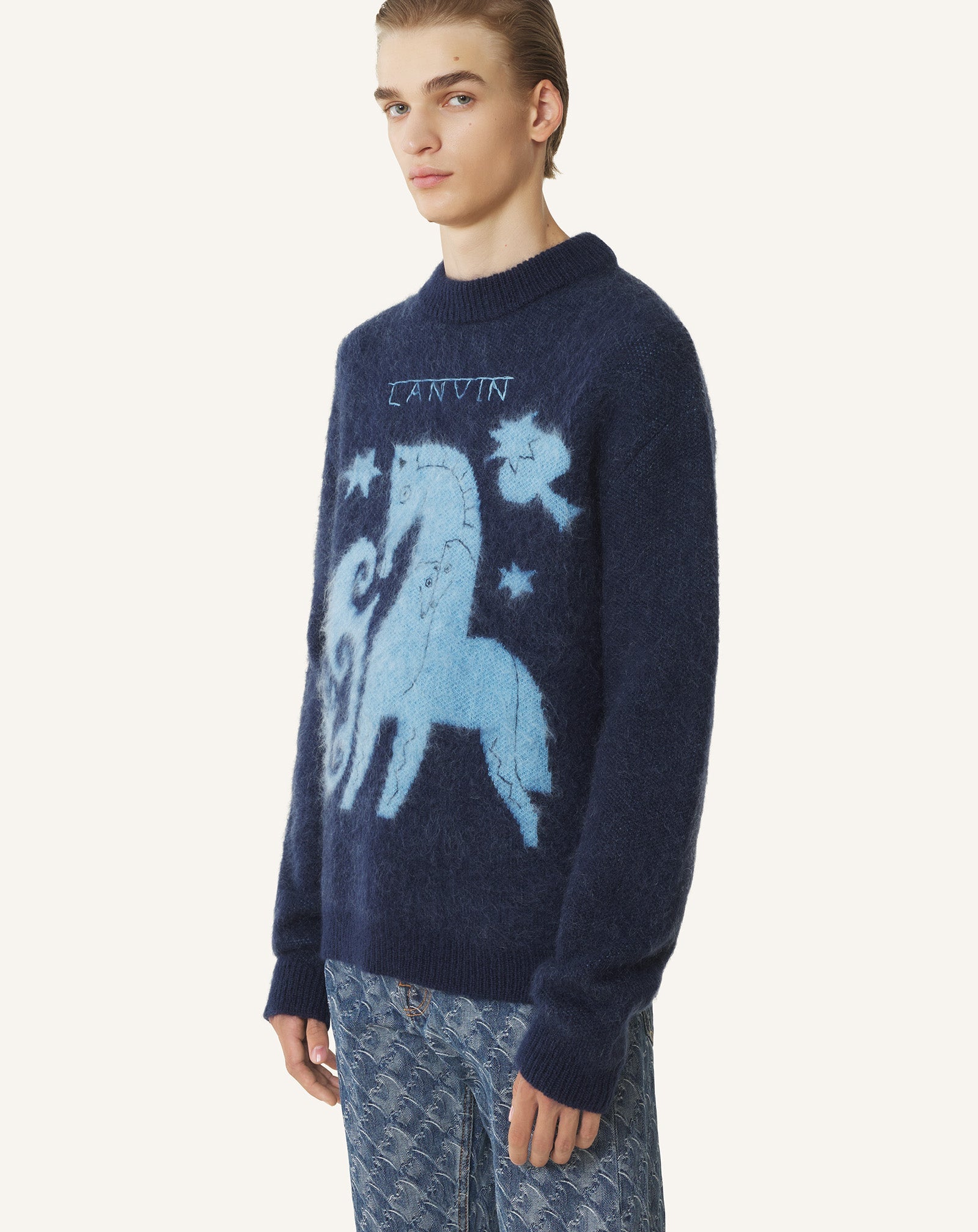 Pull En Mohair Jacquard Lunar Year Blue | Lanvin Women