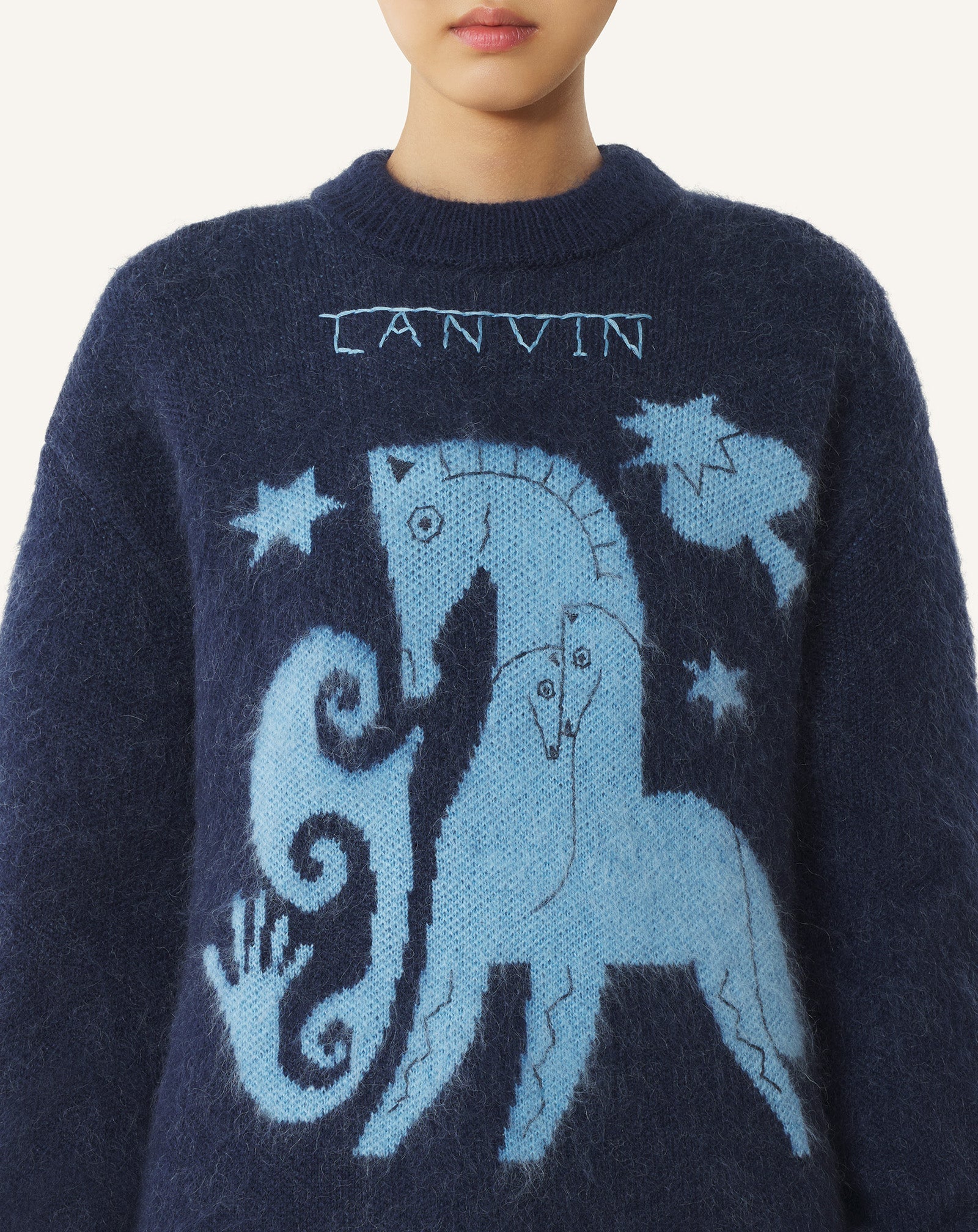Pull En Mohair Jacquard Lunar Year Blue | Lanvin Women