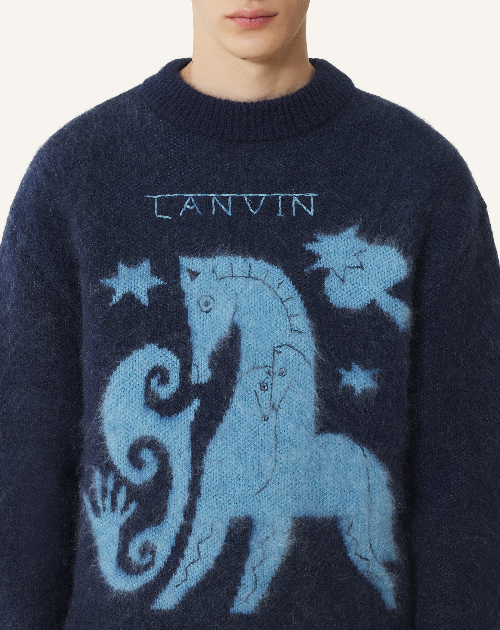 Pull En Mohair Jacquard Lunar Year Blue | Lanvin Women