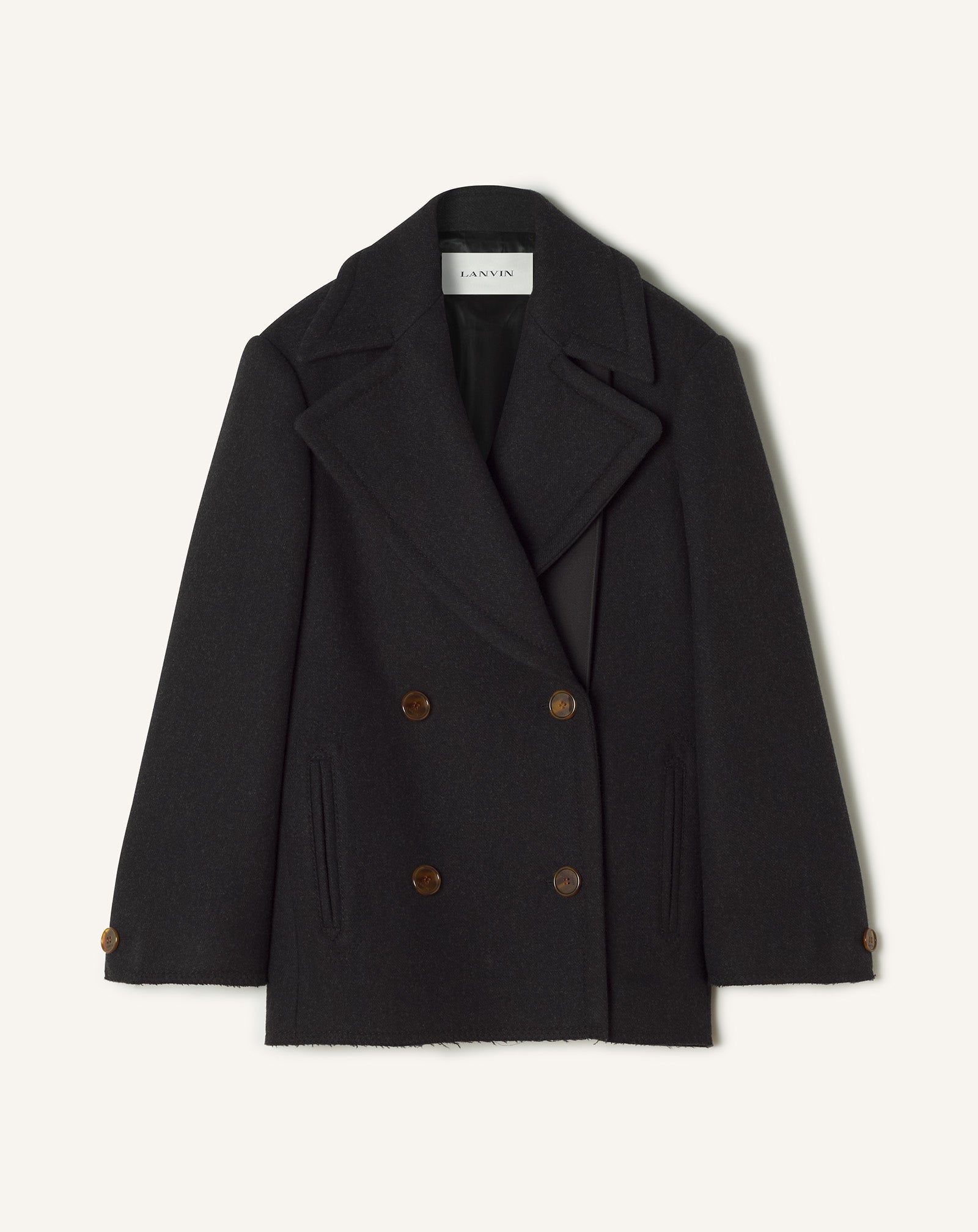 Black Short Peacoat In Wool | Lanvin Women