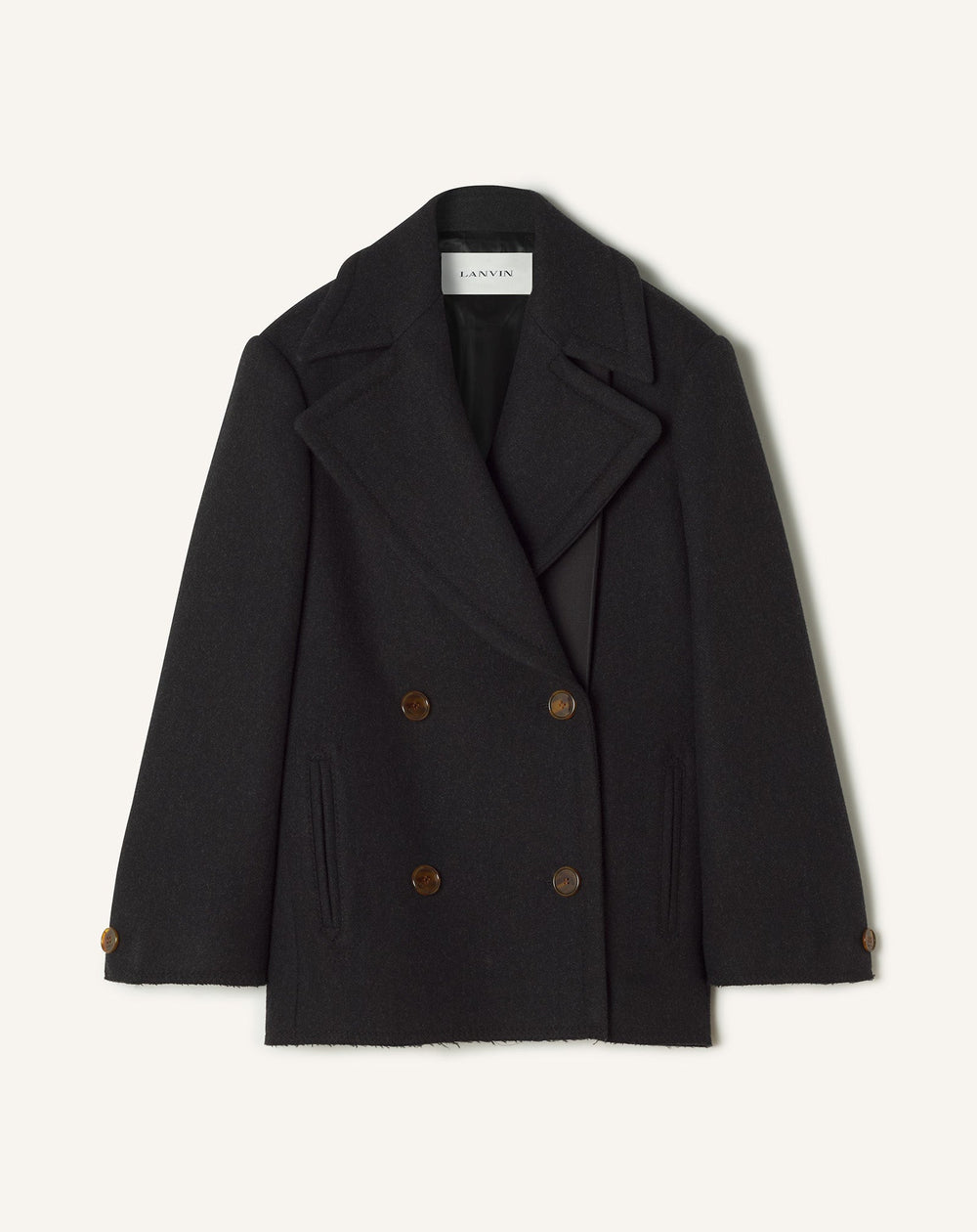 Black Short Peacoat In Wool | Lanvin Women