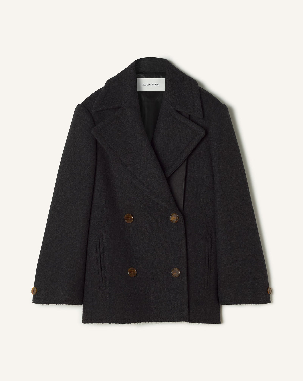 Black Short Peacoat In Wool | Lanvin Women