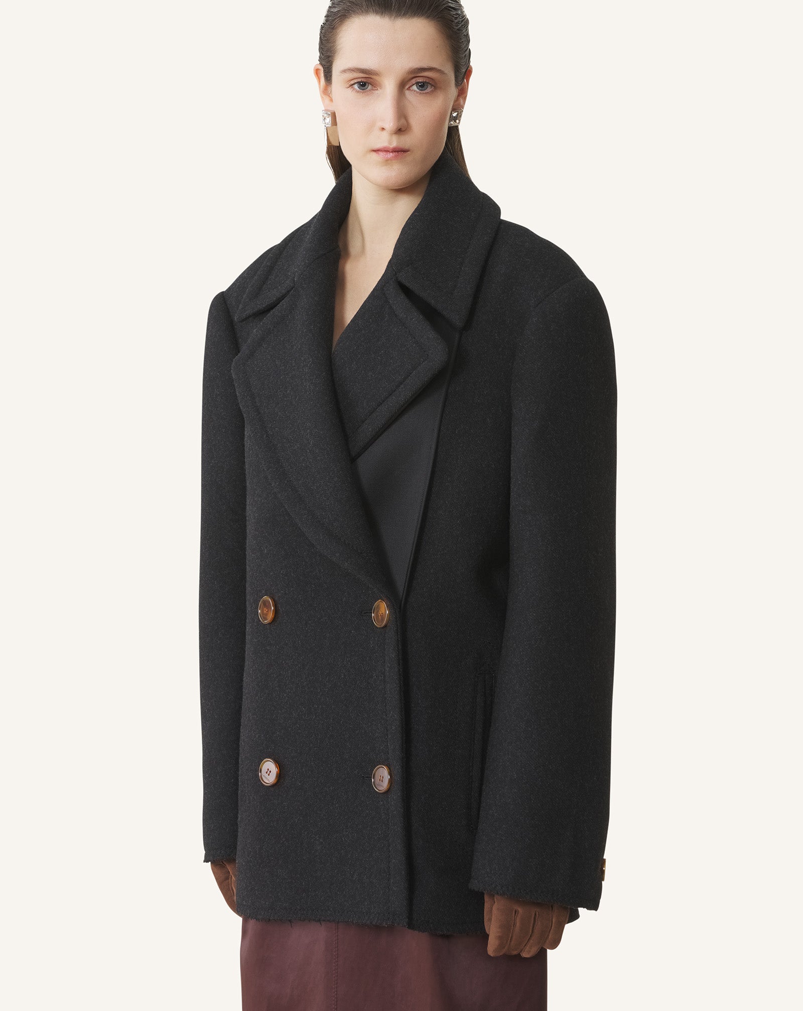 Black Short Peacoat In Wool | Lanvin Women