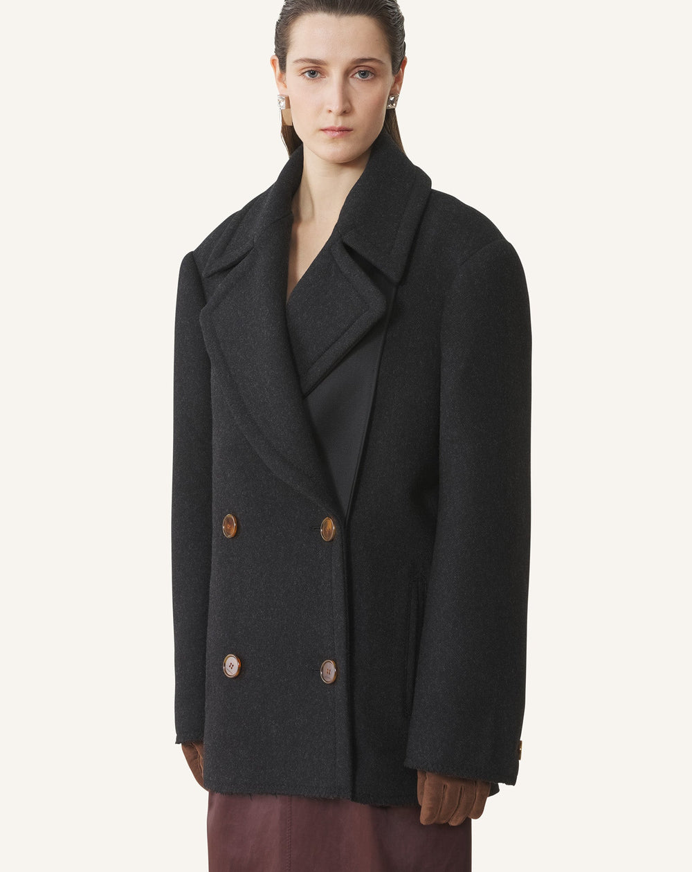 Black Short Peacoat In Wool | Lanvin Women