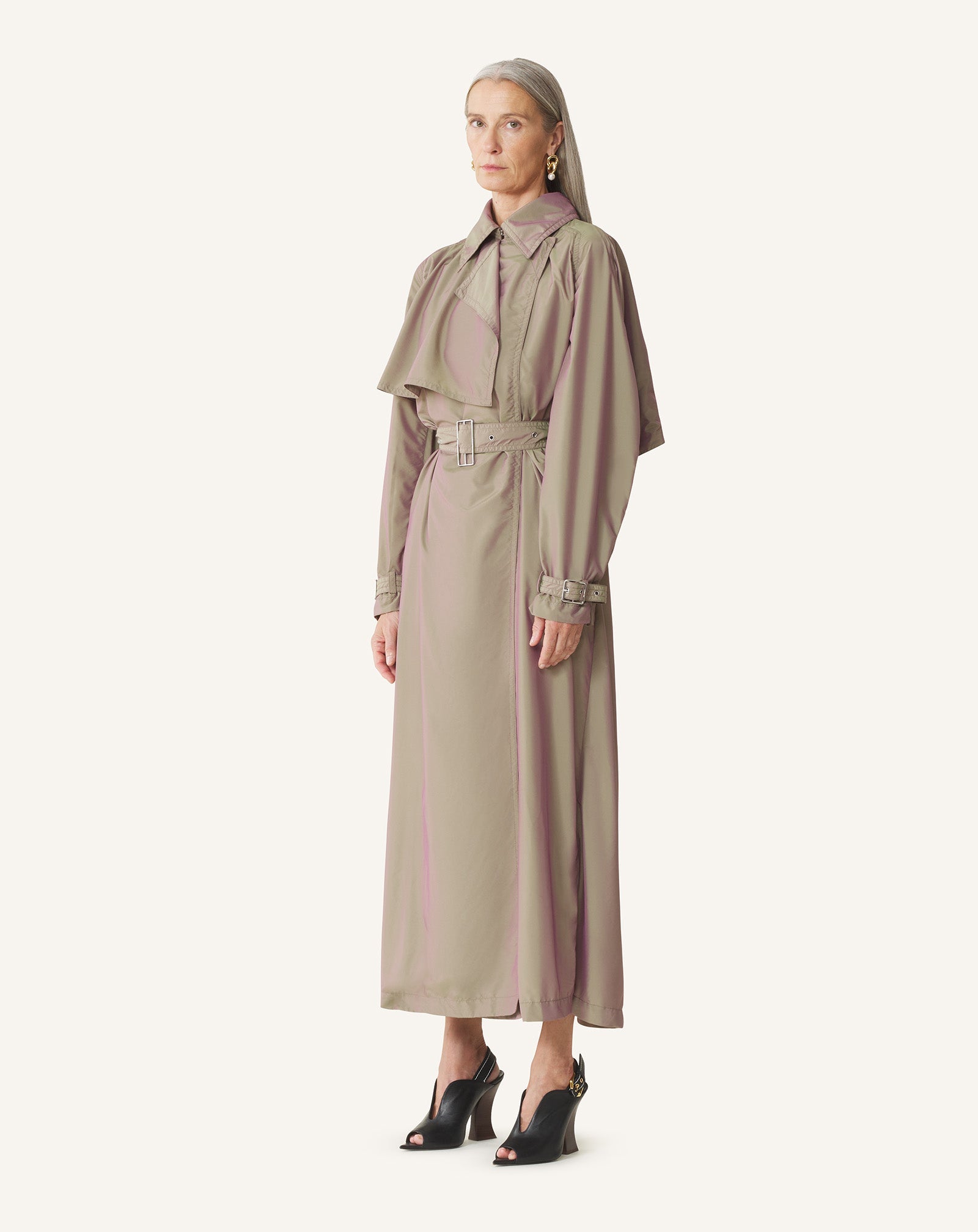 Trench Fluide En Taffetas Beige | Lanvin Women