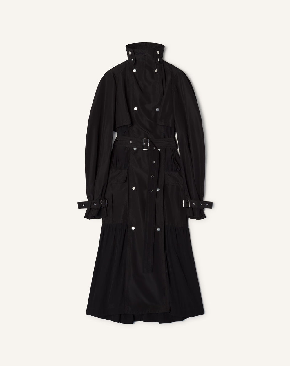 Trench Bi-matière En Faille De Soie Et Charmeuse Black | Lanvin Women